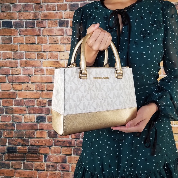 Michael Kors Kellen satchel Xs vanilla gold bag - Picture 2 of 8